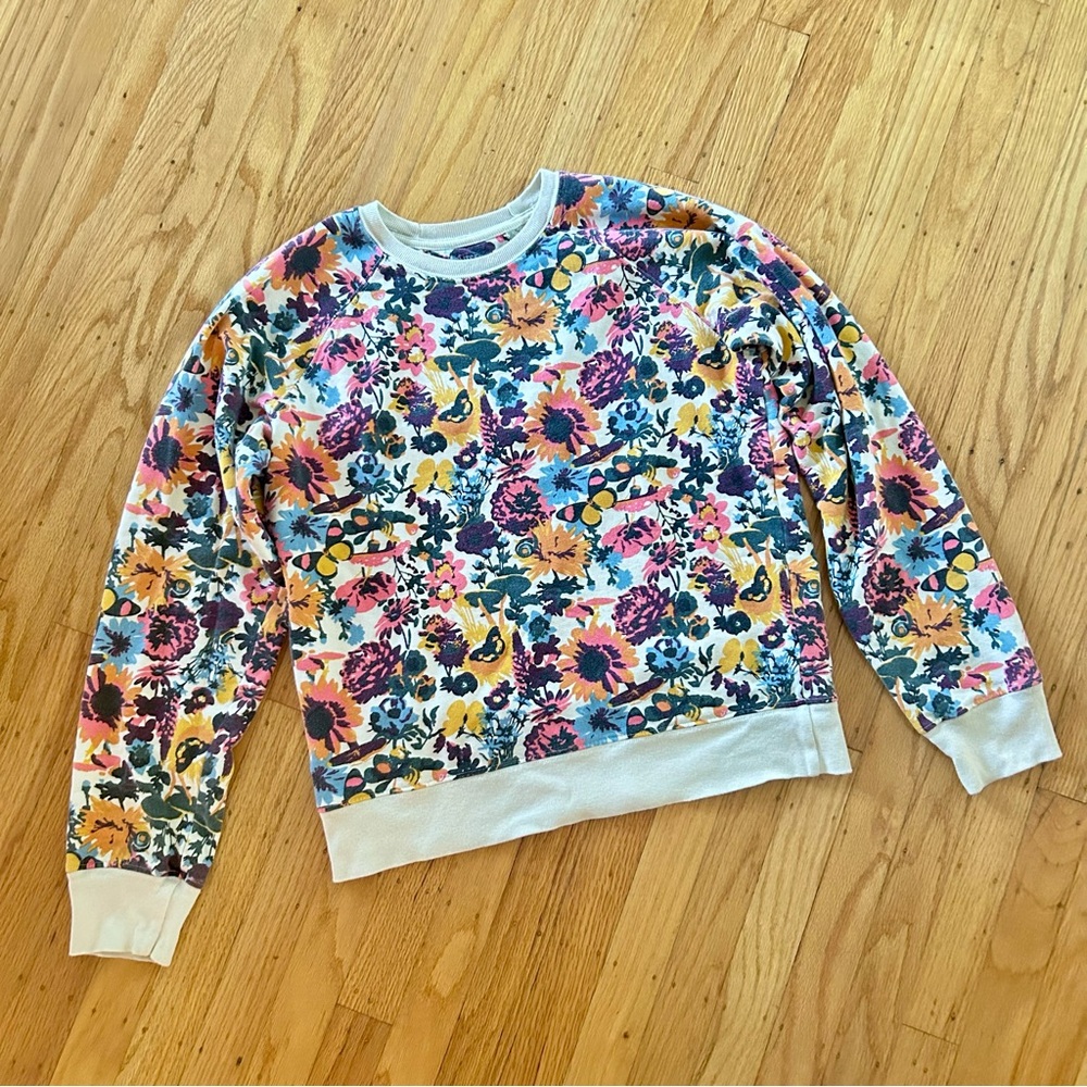 Anthropologie Floral Cotton Sweatshirt